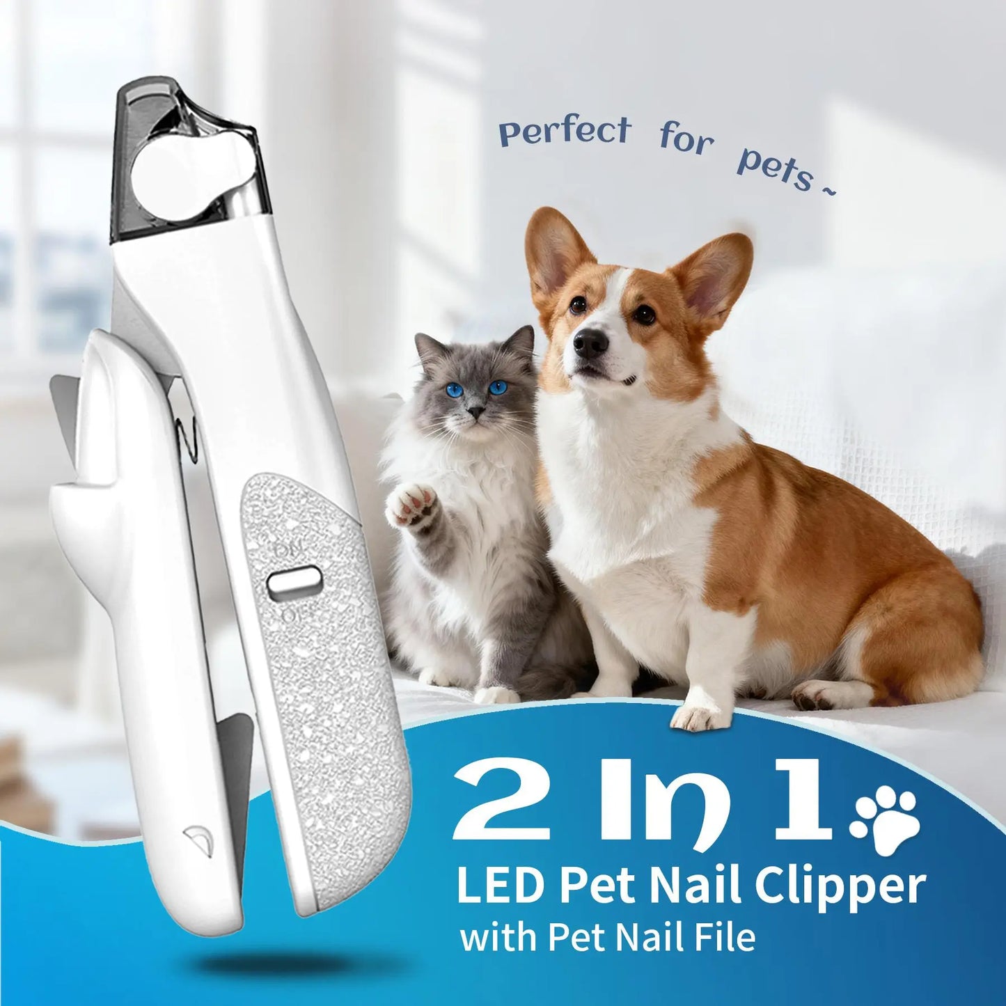 2-in-1 Pet Nail Clipper with LED Light for Enhanced Visibility