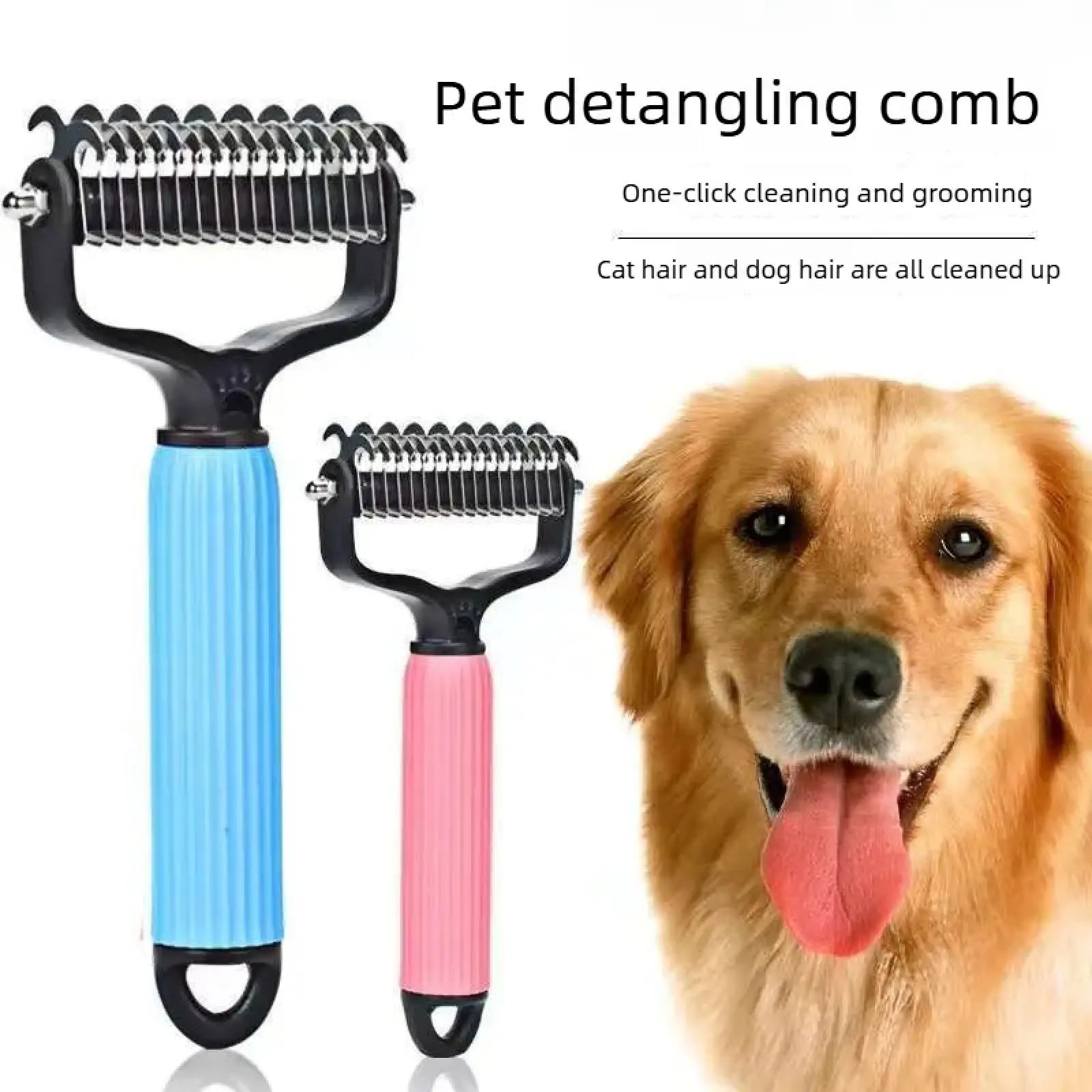 Universal Pet Grooming Tool: Double-Sided Stainless Steel Detangling Comb for Effective Shedding and Matted Hair Removal, Essential for Daily Dog Coat Maintenance.