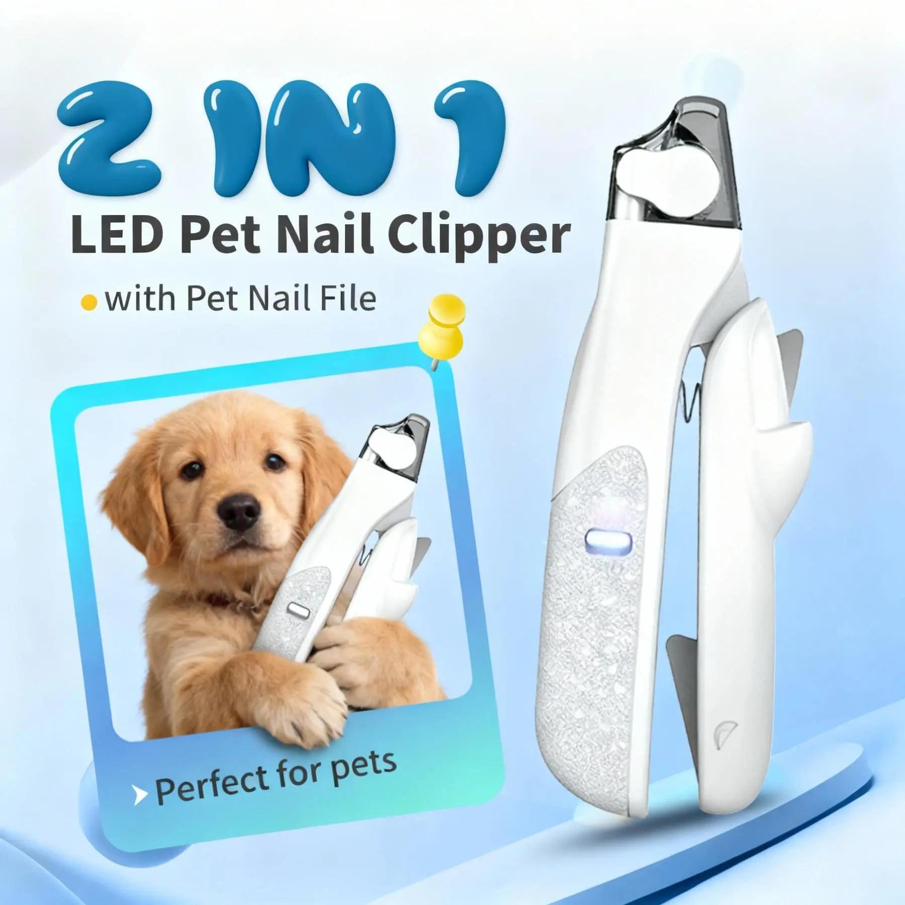 2-in-1 Pet Nail Clipper with LED Light for Enhanced Visibility