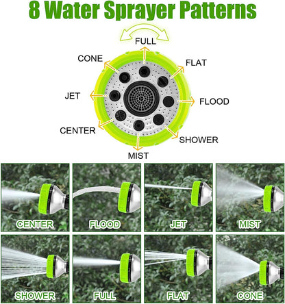 Professional Dog Washing Hose Attachment with 8-in-1 Sprayer Modes, Integrated Pet Bathing Brush, and 100cc Soap Dispenser for Versatile Use in Gardening, Car Washing, and Pet Grooming (Green)