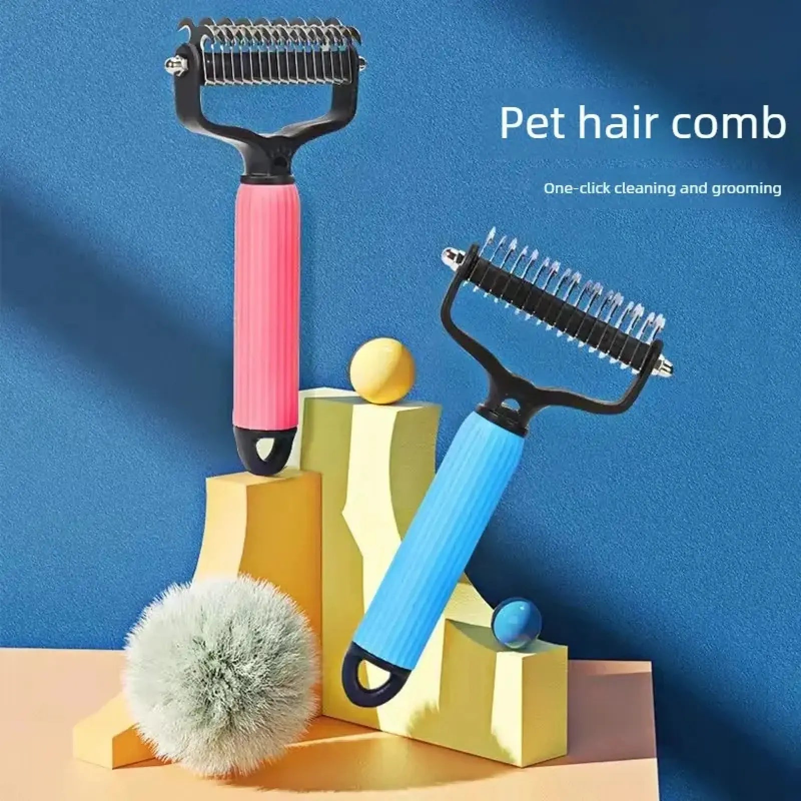 Universal Pet Grooming Tool: Double-Sided Stainless Steel Detangling Comb for Effective Shedding and Matted Hair Removal, Essential for Daily Dog Coat Maintenance.
