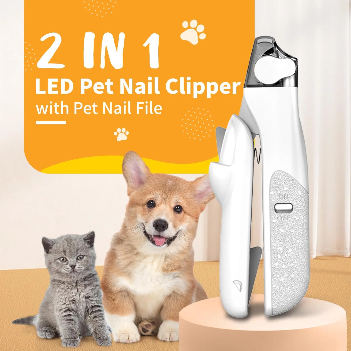 2-in-1 Pet Nail Clipper with LED Light for Enhanced Visibility