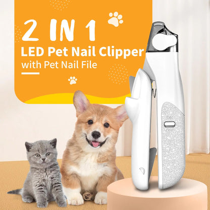 2-in-1 Pet Nail Clipper with LED Light for Enhanced Visibility