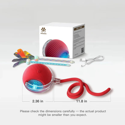 Mizusu Interactive Rolling Ball Cat & Dog Toy with 2 Extra Tails